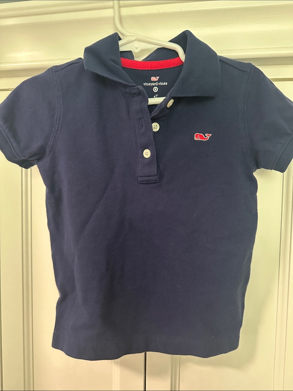Vineyard Vines Navy Kids Polo with Red Whale Accent